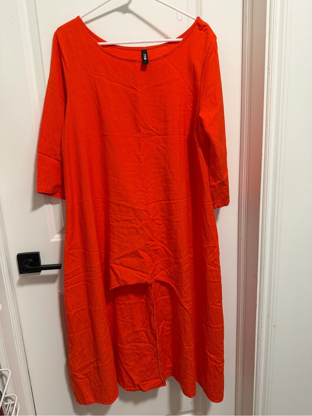 STYLEWE Vibrant Orange Asymmetrical Cotton Dress